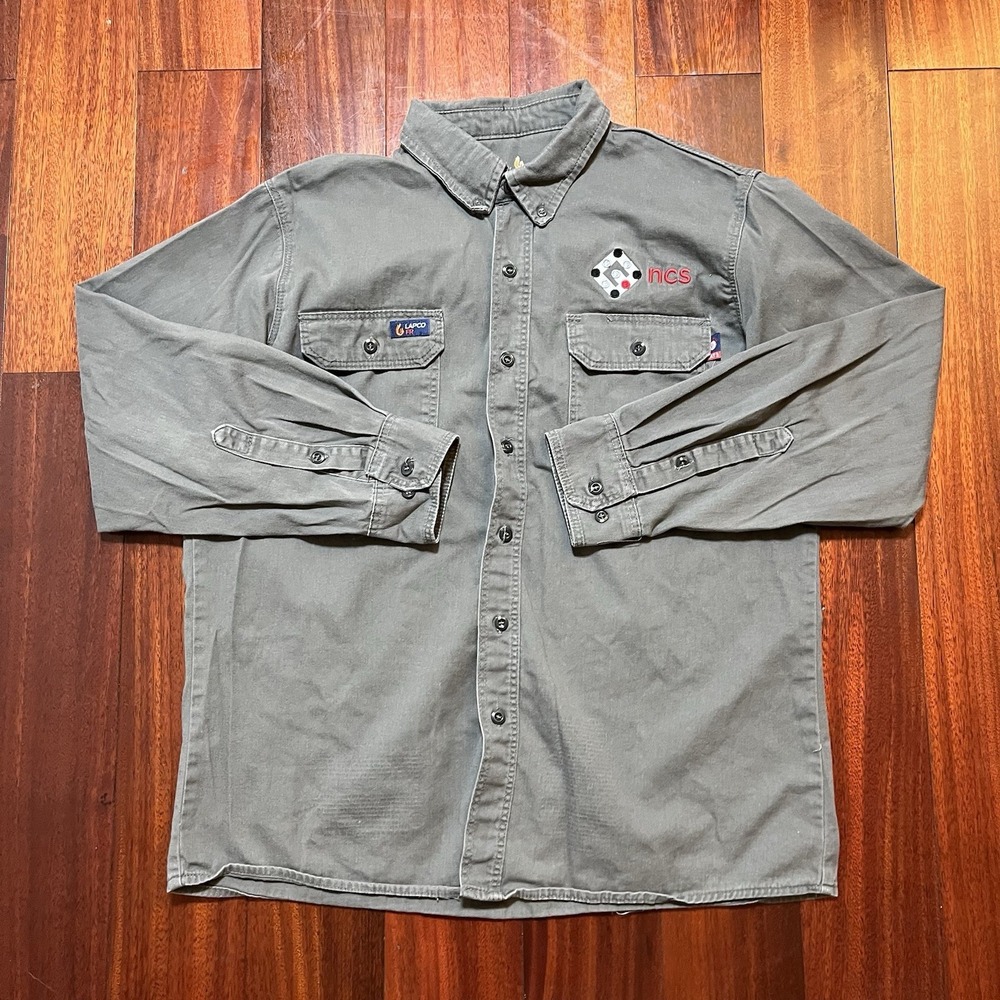 Lapco FR Shirt Mens Large Tan Moisture Management Long Sleeve Button Up Workwear
